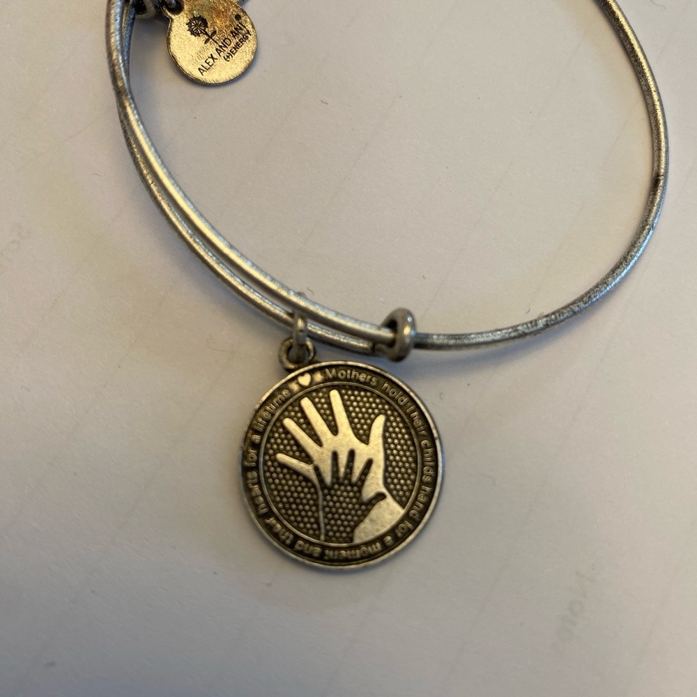 Alex and Ani Rafaellian Silver Hand in Hand Motherhood Adjustable Charm Bracelet - Picture 4 of 4
